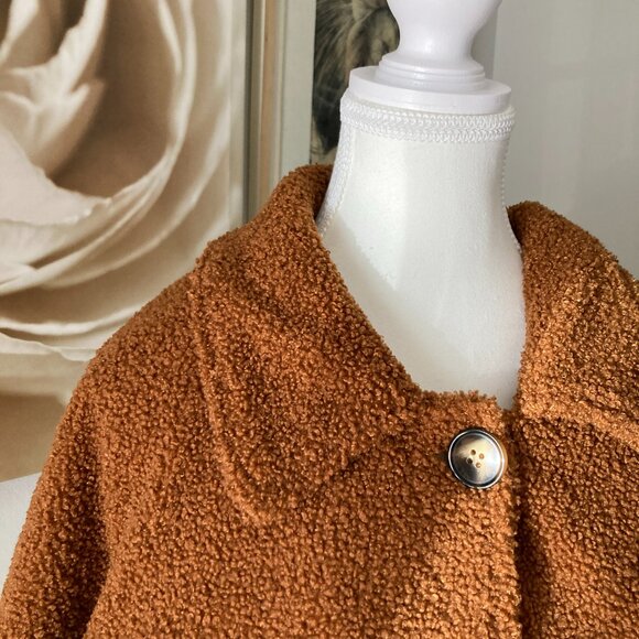 Daphnea Paris Teddy Fur Trucker Jacket Womens Medium Brown Fuzzy Soft Sherpa - Picture 6 of 12
